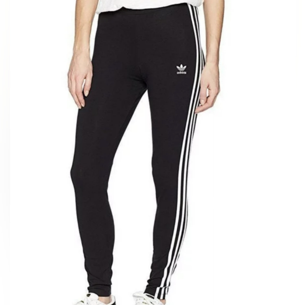 Faded black Adidas embroidered leggings